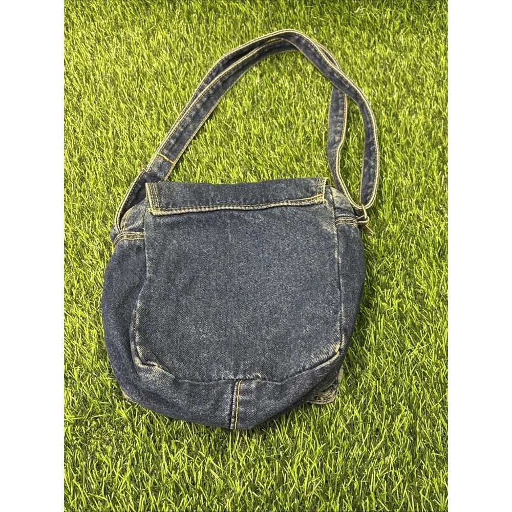 Y2K Denim Shoulder‎ Purse Floral Embroidered 90s Shoulder Bag Vintage
